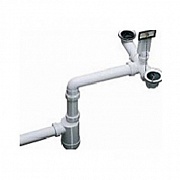 картинка Отводная арматура двойная 1 1/2" с переливом и сифоном с широко посаженными сливами от магазина Мойки онлайн